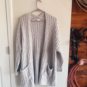 Miracle Chunky Open-Front Cardigan - Light Gray